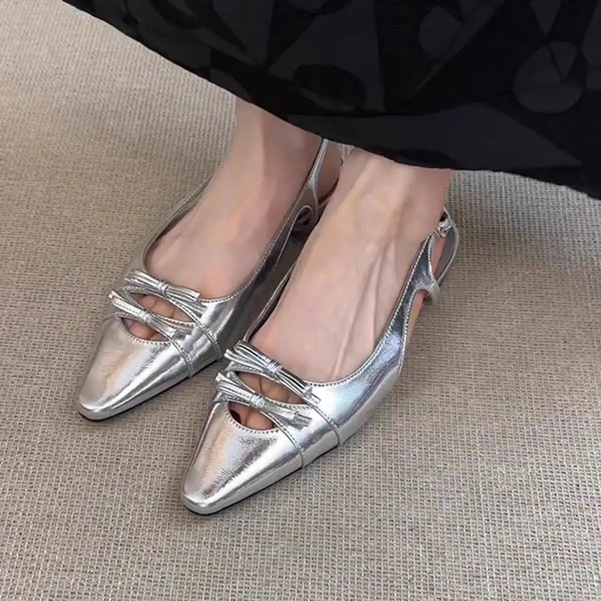 Designer Summer Cover Toe Women Sandals Fashion Butterfly-knot Dress Shoes Women's Low Heel Stripper Party Sandalias