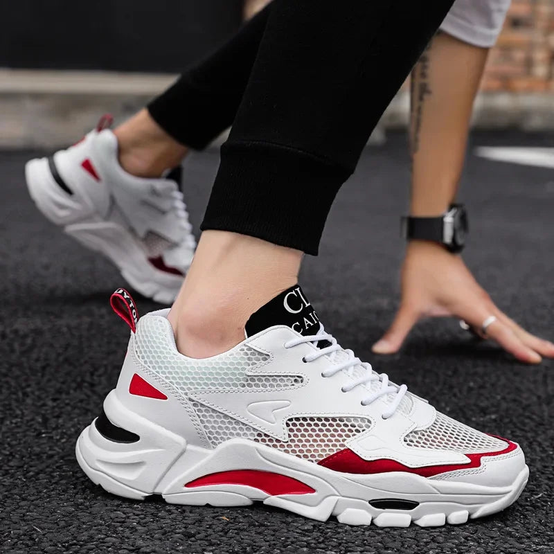 Mesh Men's Sneakers white summer platform sneakers Stylish Lace-up Male Sneaker Breathable Man Tenis Footwear men's sports shoes
