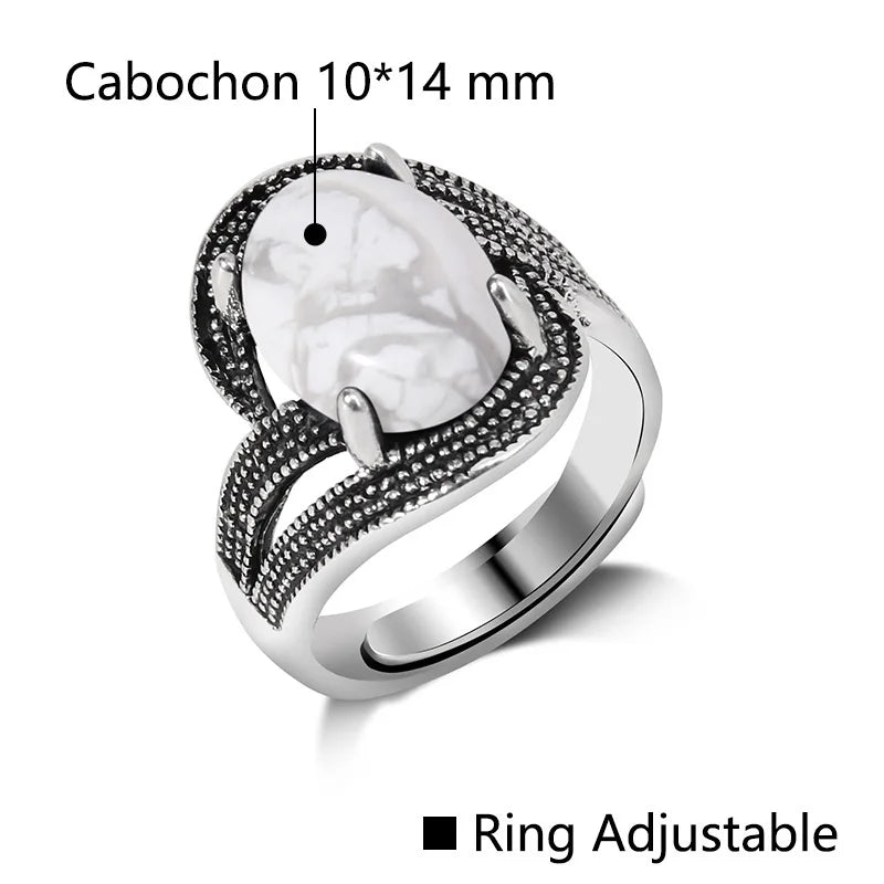Rose Quartzs Rings Natural Stone Labradourites Beads Rings Silver Color Rings Party Wedding Anniversary Engagement Gifts Jewelry