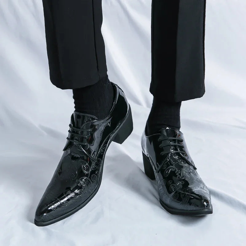 Luxury Designer Men's Charm Blue Black Pointed Men Shoes Man Male Formal Wedding Prom Dress Prom Loafers Shoes for Men