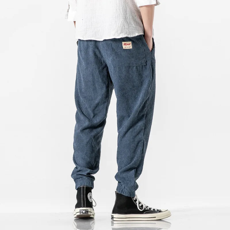 2025 New Japanese Loose Water Washed Men's Casual Pants, Chinese Wind Light Core Velvet Small Leg Pants, Trendy Men's Pants