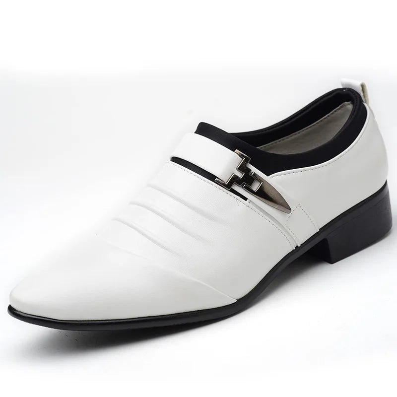 Hot sale Classic White Men Dress Shoes 2024 Casual Business Leather Shoes for Men Point Toe Wedding Formal Shoes Men Size 46