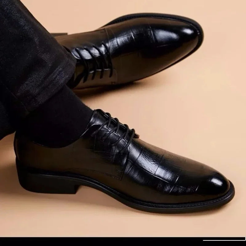 Men Wedding Leather Business Men's Dress Pointed Casual Youth British Style Inner Heightening Spring New Arrivals Shoes