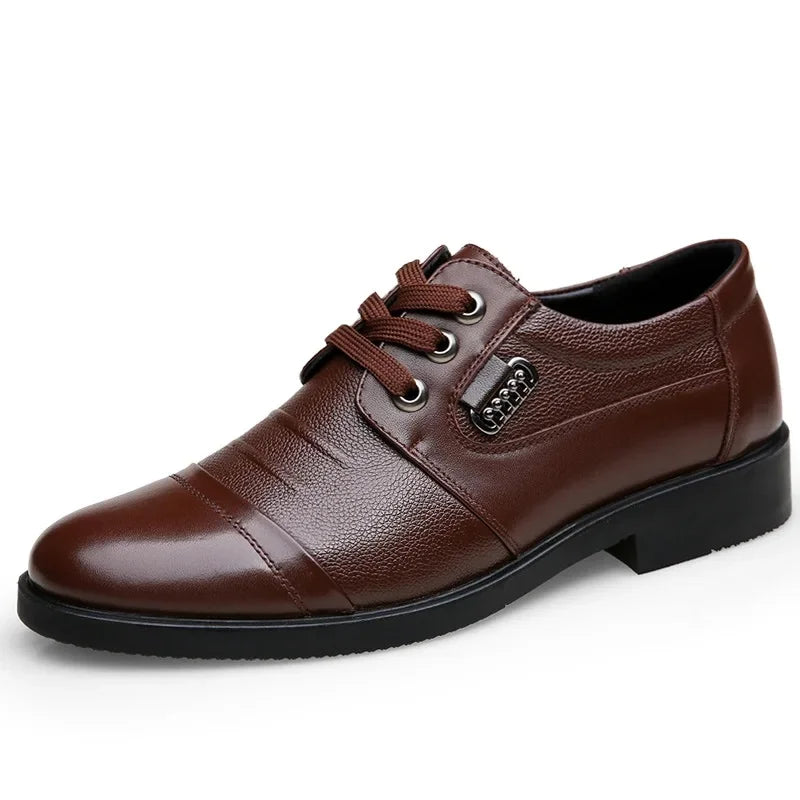 Men's Genuine Cow Leather Shoes Business Casual Shoes With Triple-Stitched Soles For Middle-Aged And Elderly Men
