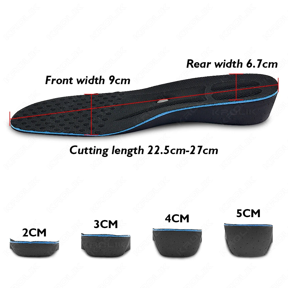 2/3/4/5cm Invisible Height Increase Insoles For Men Women Cushions Height Lift Foot Massage Magnetic Massage Shoes Insole Insert