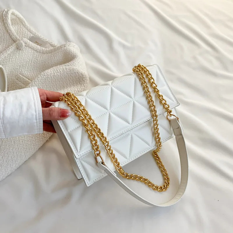 Fashion Summer Chain Crossbody Bags Plaid Designer Women Shoulder Bag Pu Leather Square Handbags For Ladies
