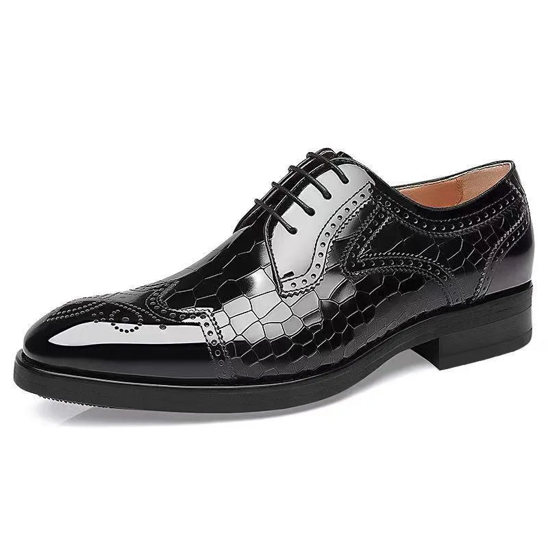 Men casual leather shoes business oxford shoes men brogue formal shoes genuine leather formal men brogue shoes