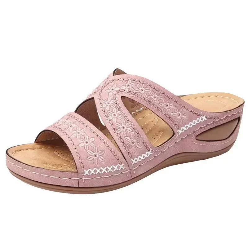 Summer Women Wedge Sandals Premium Orthopedic Open Toe Sandals Vintage Anti-slip Leather Casual Female Platform Retro Shoes