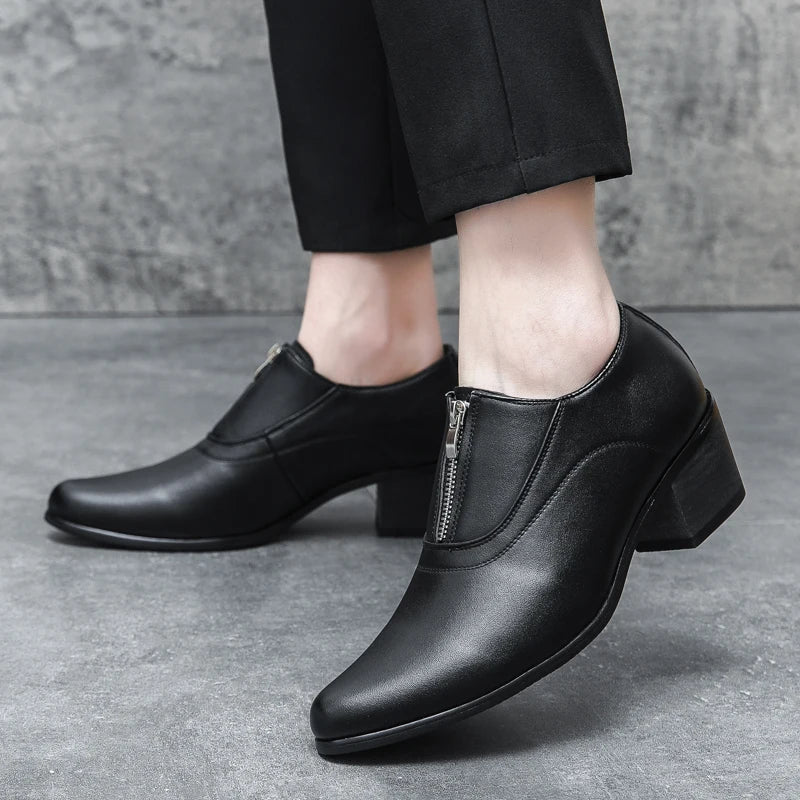 Mens High Heels Dress Shoes Formal Elegant Men's Oxfords High Heels Shoes Casual Business Office Party Loafers Wedding