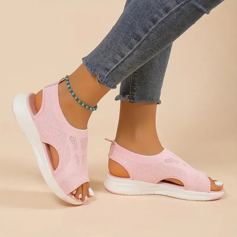 New Summer Fashion Comfortable Round Toe Thick Sole Solid Color Casual Sports Shoes Mesh Breathable Open-toe Sandals for Women