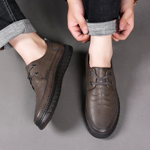 Flats Office Business Oxford Shoes Lace Up Men Leather Fashion Driving Shoes Man Comfortable Men Soft Sole Casual Sneakers Shoes