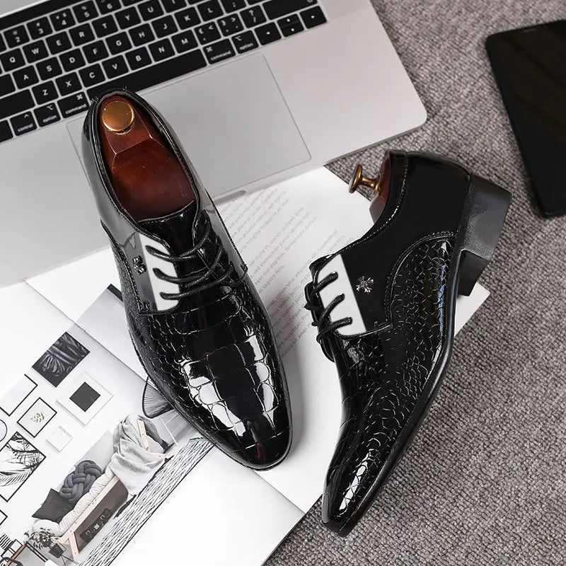 Luxury Men's Business Leather Shoes Black Formal Shoes Plus Size 38-49 Mens Wedding Shoe Lace Up Trend Shoes for Men Spring New