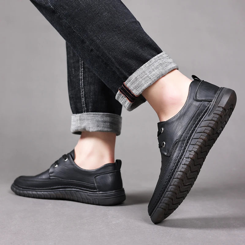 Flats Office Business Oxford Shoes Lace Up Men Leather Fashion Driving Shoes Man Comfortable Men Soft Sole Casual Sneakers Shoes