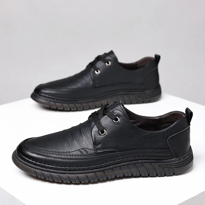 Flats Office Business Oxford Shoes Lace Up Men Leather Fashion Driving Shoes Man Comfortable Men Soft Sole Casual Sneakers Shoes