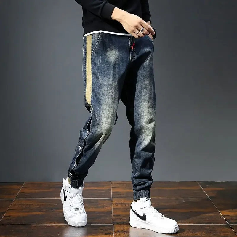 With Pockets Jeans for Men Kpop High Quality Korean Trousers Fashion Stacked Luxury Aesthetic Original Cotton Man Cowboy Pants