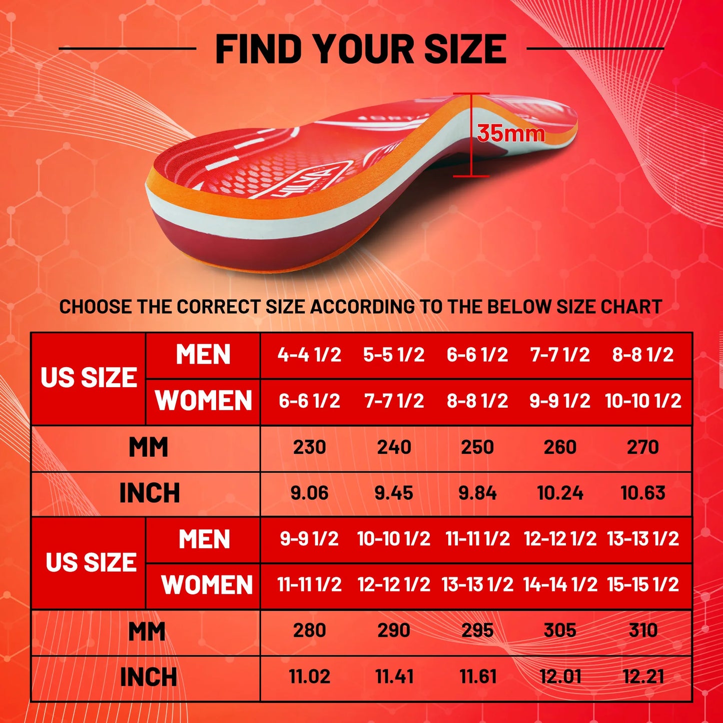 220lbs+ Plantar Fasciitis Orthopedic Sport Insole High Arch Support Men Women Sole, Flat Feet Pain Relief Orthotic Shoe Insert