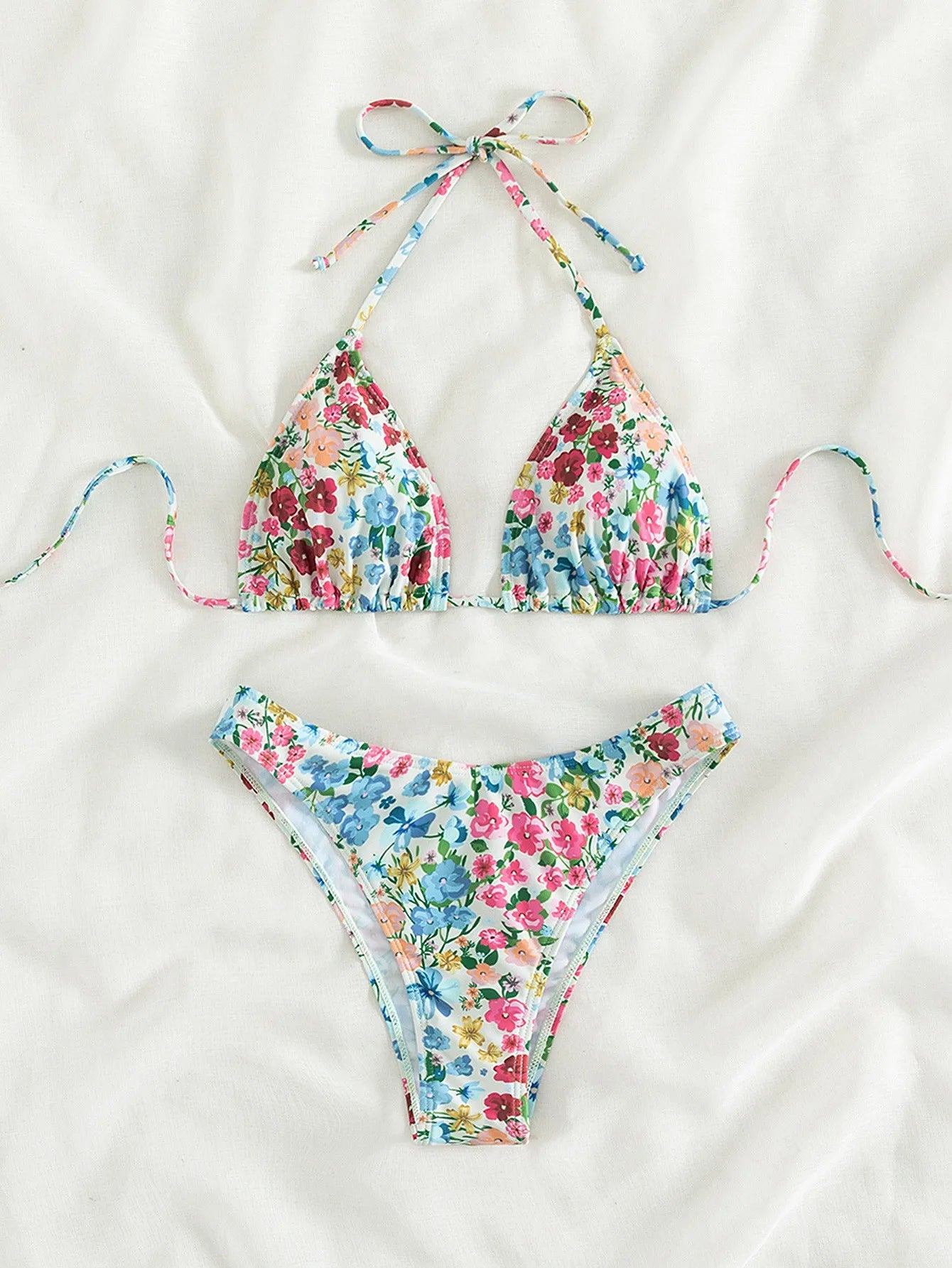 Floral Print Bandeau Bikini Set Off Shoulder Push Up Swimsuit Women Tube Top Bikinis Knot Swimwear Sexy Summer Bathing Suit