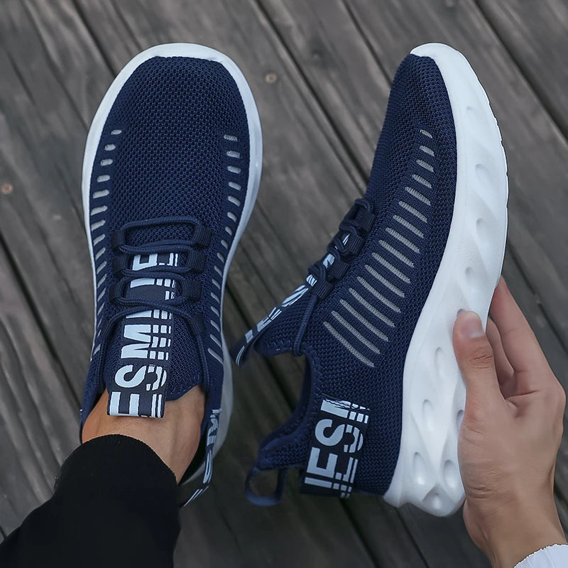 Men Ultra Lightweight Mesh Sneakers Breathable Quick Dry Fabric Stylish Hollow Out Design Sneakers Modern Casual Summer Footwear