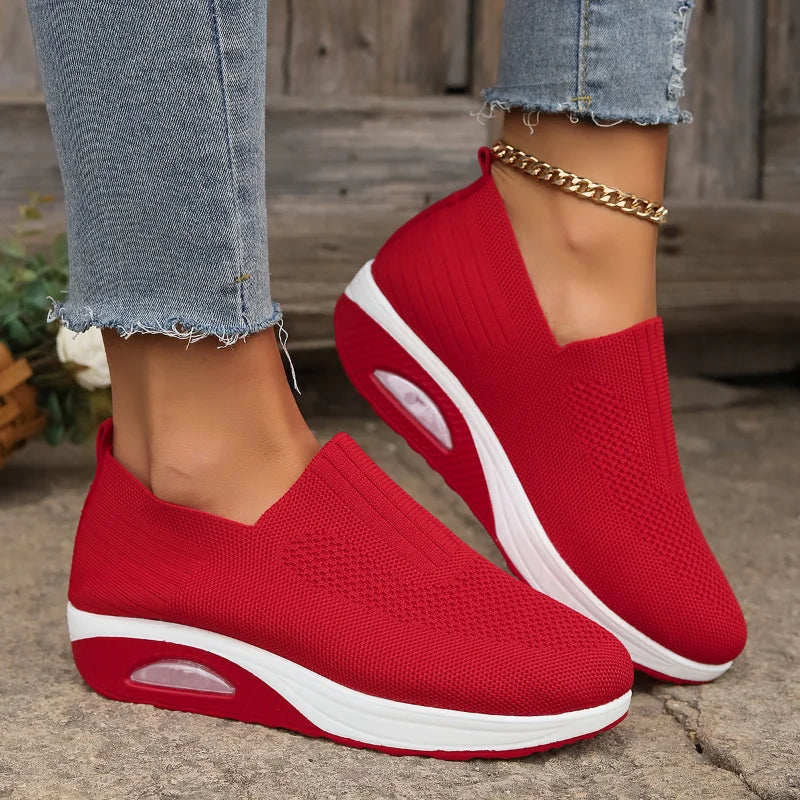 Women Walking Shoes Air Cushion Non Slip Orthopedic Shoes Ladies Platform Mules Breathable Wedge Female Sneakers