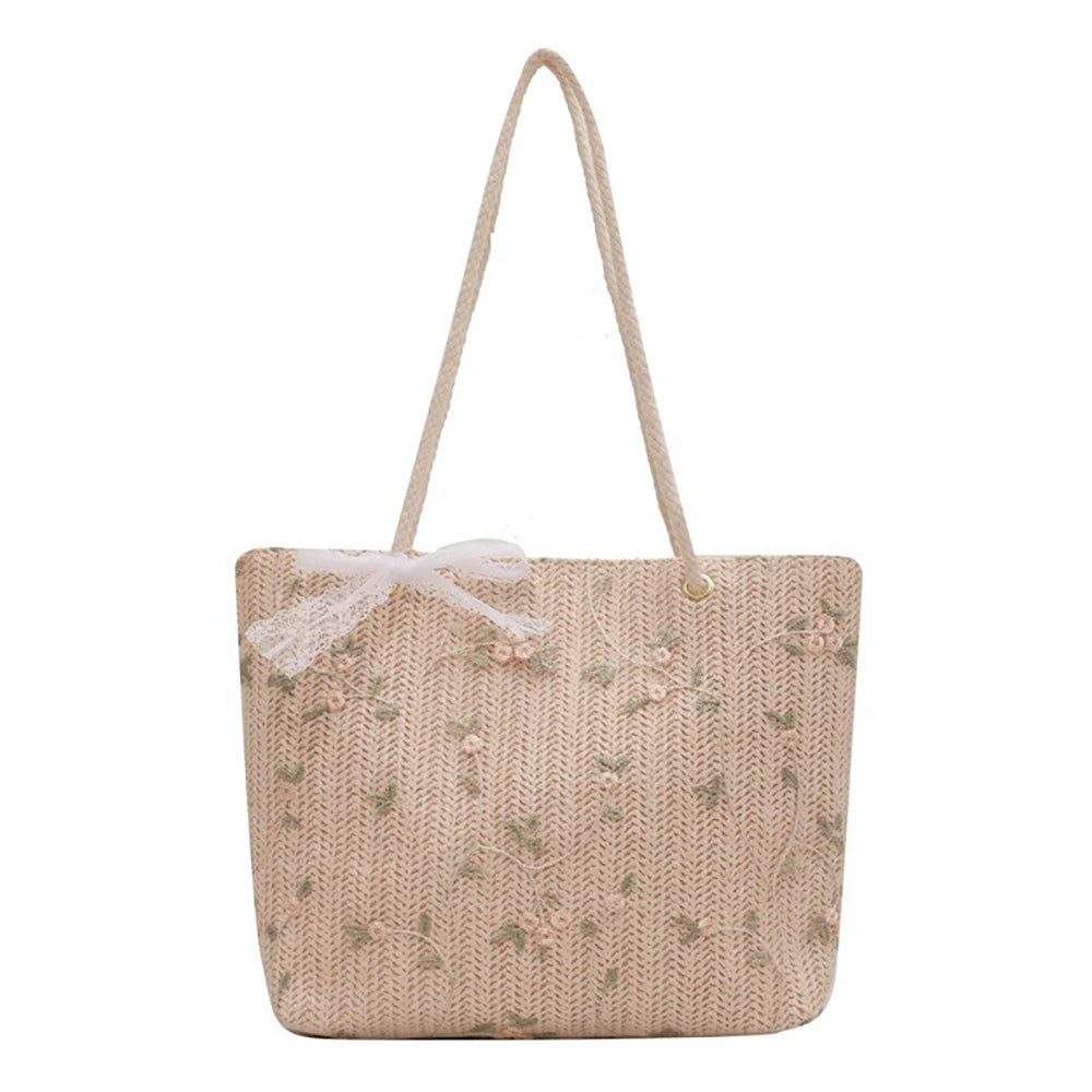 Travel Holiday Shoulder Lace Lace Lace Lace braided bag Large capacity beach bag Straw braided style handbag shoulder bag cmc