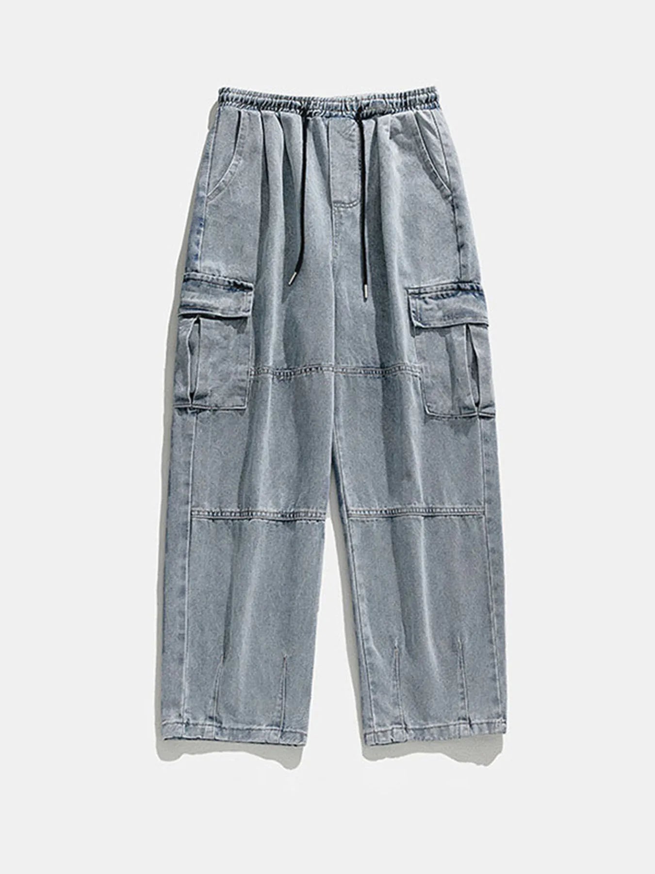 Men's Concerts Streetwear Hip Hop Dance Party Loose Elastic Waist Loose Fit Denim Cargo Joggers Pants Jeans Leisure Trousers