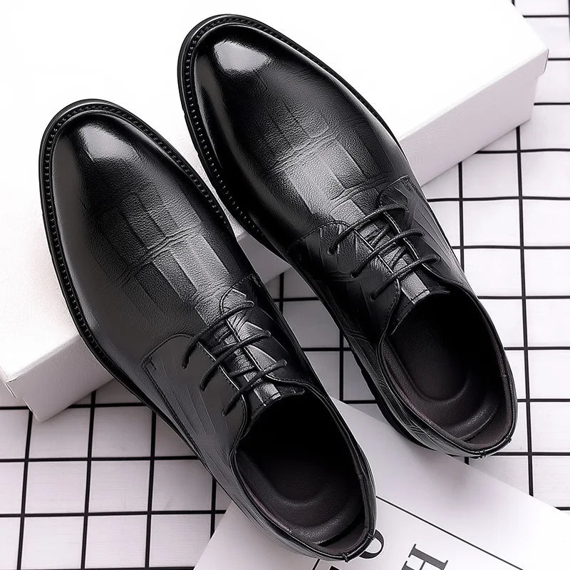 Men's New Business Dress Leather Shoes Men's British and Korean Version Casual Breathable Pointed Groom Best Man Wedding Shoes