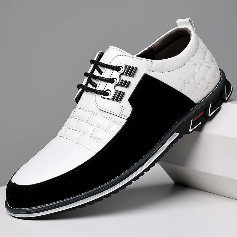 Men Formal Leather Shoes Slip on Soft Loafers Anti Slip Breathable Driving Flats Spring Walking Office Work Shoes