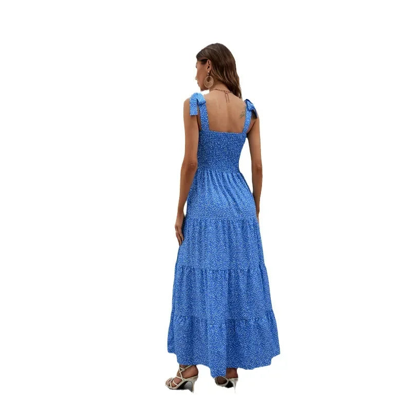 2023 New High-Waisted Printing Strapless Dress Women's Self-Independent Realistic European and American Style Amazon Wish