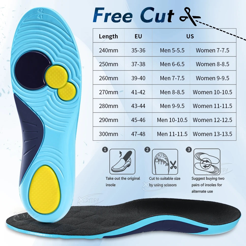 【Xxin】Arch Support Insoles Orthopedic Shoe Pads Gel Sport Insoles for Men Women Health Insole Size35-48