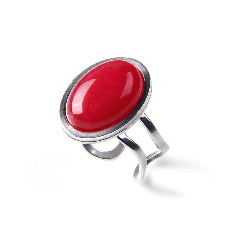 Rose Quartzs Rings Natural Stone Labradourites Beads Rings Silver Color Rings Party Wedding Anniversary Engagement Gifts Jewelry