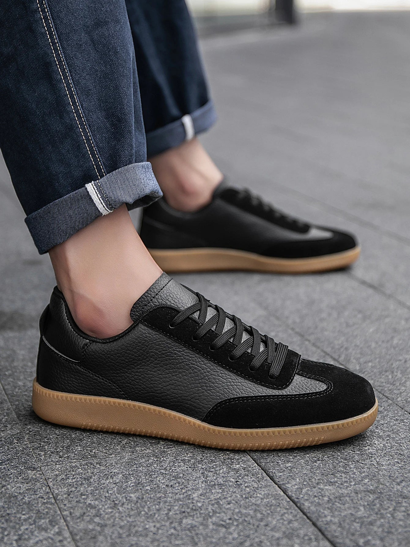 (One Size Smaller) Men's Fashionable Retro Contrasting Lace-Up Comfortable Oxford Sole Casual Sneakers, Personalized Outdoor Daily Work Clothing Couple's Walking Sneakers