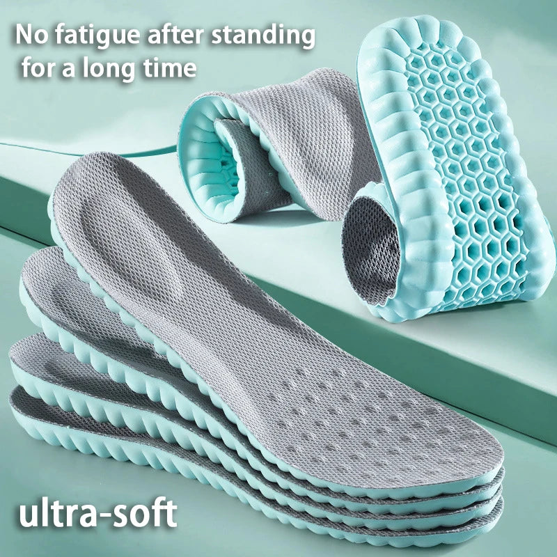 1pair soft breathable insoles Men's outdoor sports running insoles Elastic shock-absorbing sole Arch support comfort insole