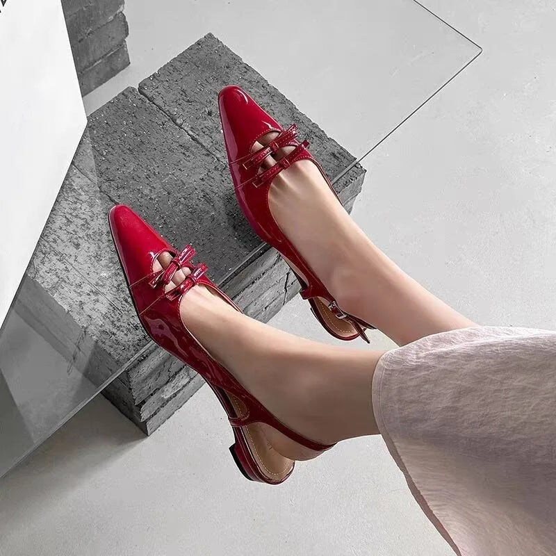 Designer Summer Cover Toe Women Sandals Fashion Butterfly-knot Dress Shoes Women's Low Heel Stripper Party Sandalias