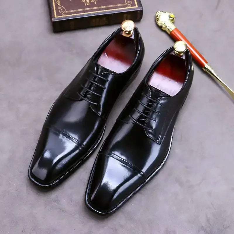 Eleglant Leather Mens Dress Shoes Black Formal Social Shoe Male Business Wedding Derby for Man Luxury Italian Oxford Loafers