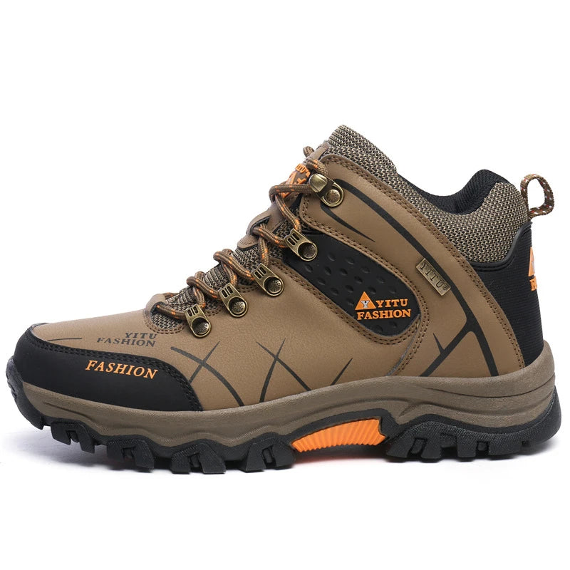 Outdoor Mountaineering Men's Travel Shoes Sports Running Men's Shoes Large Size High Top Autumn Winter Comfortable Thick Bottom