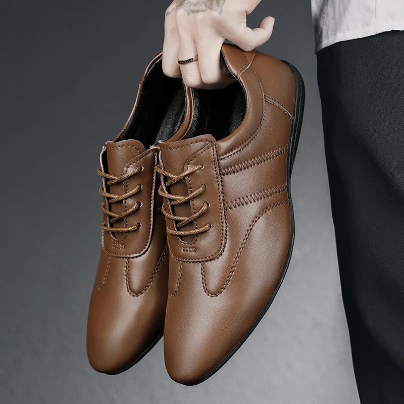 Men Business Casual Lace-up Shoes Leather Men's Comfortable Driving Flats Sneakers Shoes Quality Classic Outdoor Oxfords Shoes