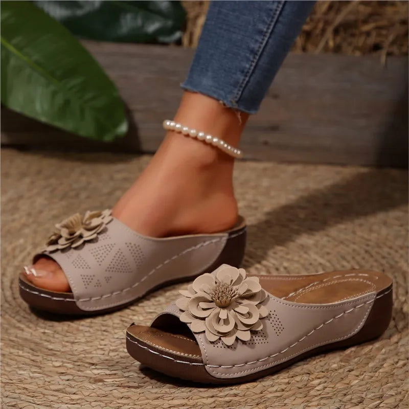 Women's Sandals Soft Heels Sandals Summer 2025 Casual Wedges Heeled Shoes Women Elegant Low Platform Slippers Sandalias Mujer