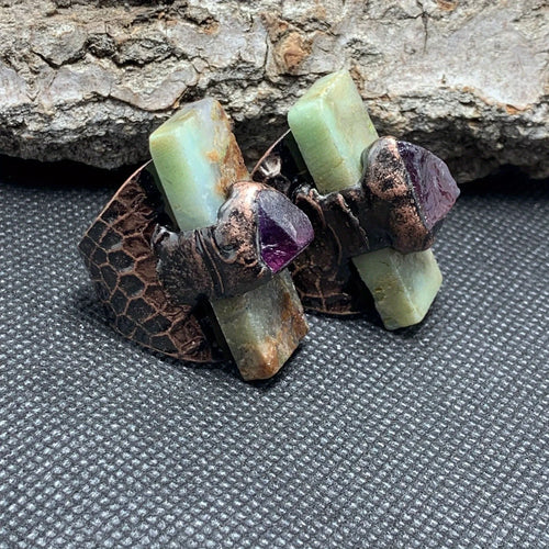 YEEVAA 1pc Rectangular Amethyst Raw Stone Handmade Open Adjustable Ring For Women Party Favors