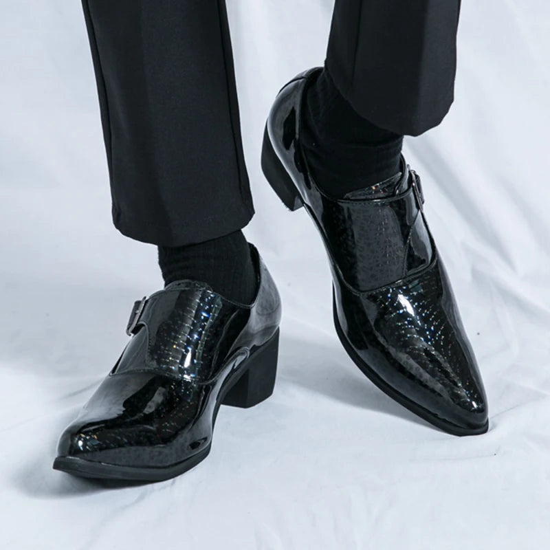 New Fashion Blue Gold Silp On Monk Strap Shoes For Men Casual Comfort Loafers Formal Dress Wedding Footwear Zapatillas Hombre