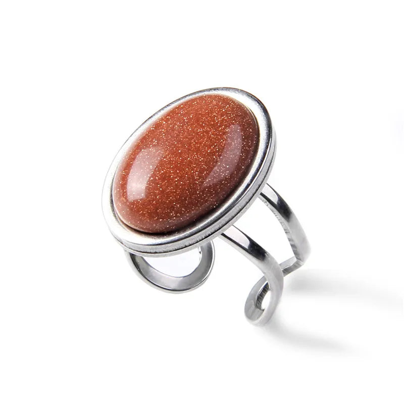 Rose Quartzs Rings Natural Stone Labradourites Beads Rings Silver Color Rings Party Wedding Anniversary Engagement Gifts Jewelry
