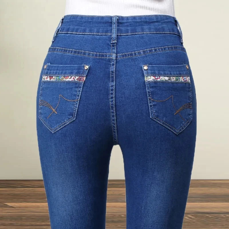 Straight leg Jeans Women High waisted Elastic New Slim Denim Pants Female Spring Autumn Loose Hip Lifting Casual Trousers
