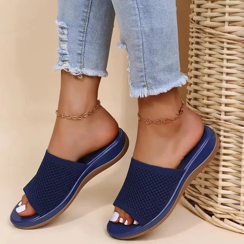 Sandals Women Elastic Force Summer Shoes Women Flat Sandals Casual Indoor Outdoor Slipper Summer Sandals For Beach Zapatos Mujer