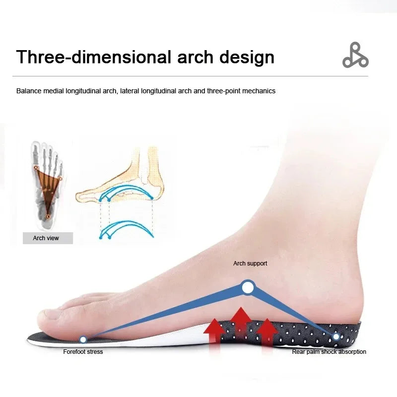 1 Pair Arch Support Relief Leg Fatigue Shoes Insoles Men's Silicone Shock Absorption Anti-slip Sports Insoles Shoe Accessories