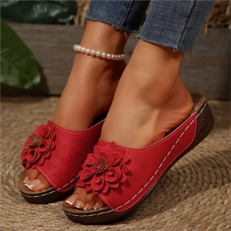 Women's Sandals Soft Heels Sandals Summer 2025 Casual Wedges Heeled Shoes Women Elegant Low Platform Slippers Sandalias Mujer