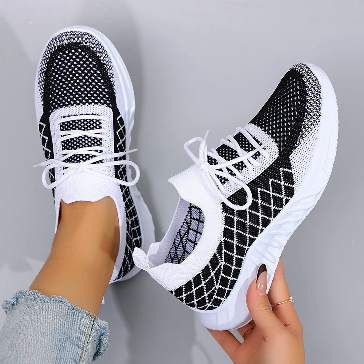 summer breathable mesh flat shoes
