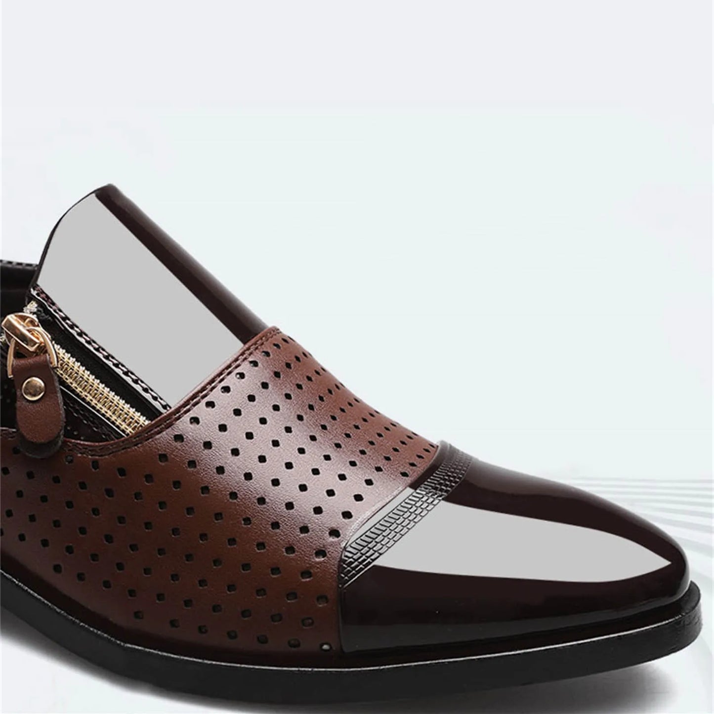Leather Dress Shoes Men Fashion Summer And Autumn Men Leather Shoes Pointed Toe Low Heel Zipper Mens Leather Athletic Shoes