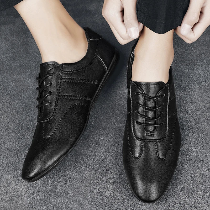 Men Business Casual Lace-up Shoes Leather Men's Comfortable Driving Flats Sneakers Shoes Quality Classic Outdoor Oxfords Shoes