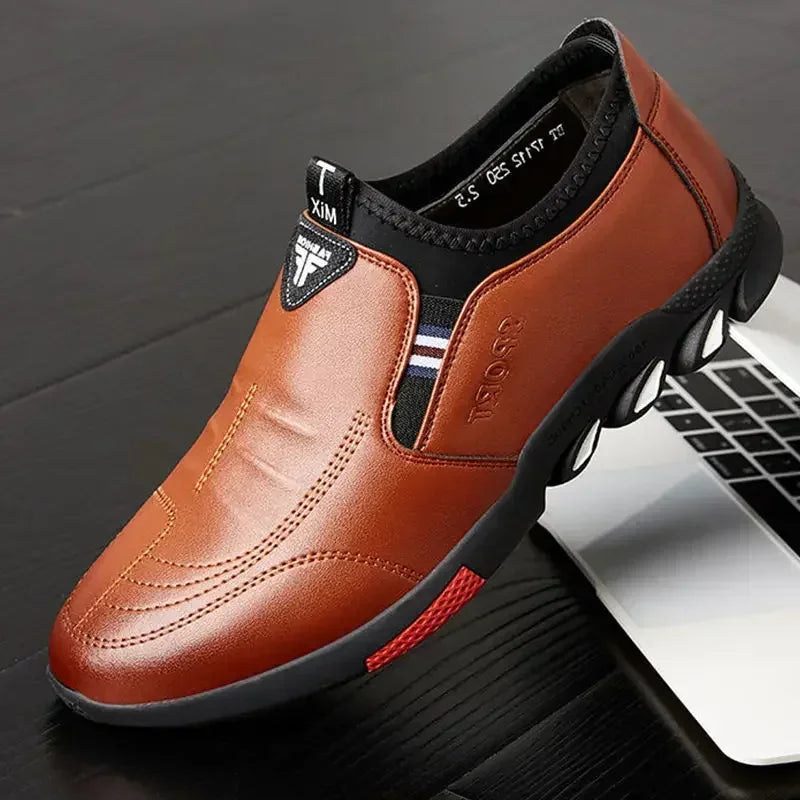 Men's Casual Leather Shoes Spring 2025 Men's Shoes Comfortable Silp on Work Shoes Male Soft Non-slip Loafers Summer Flat Shoes