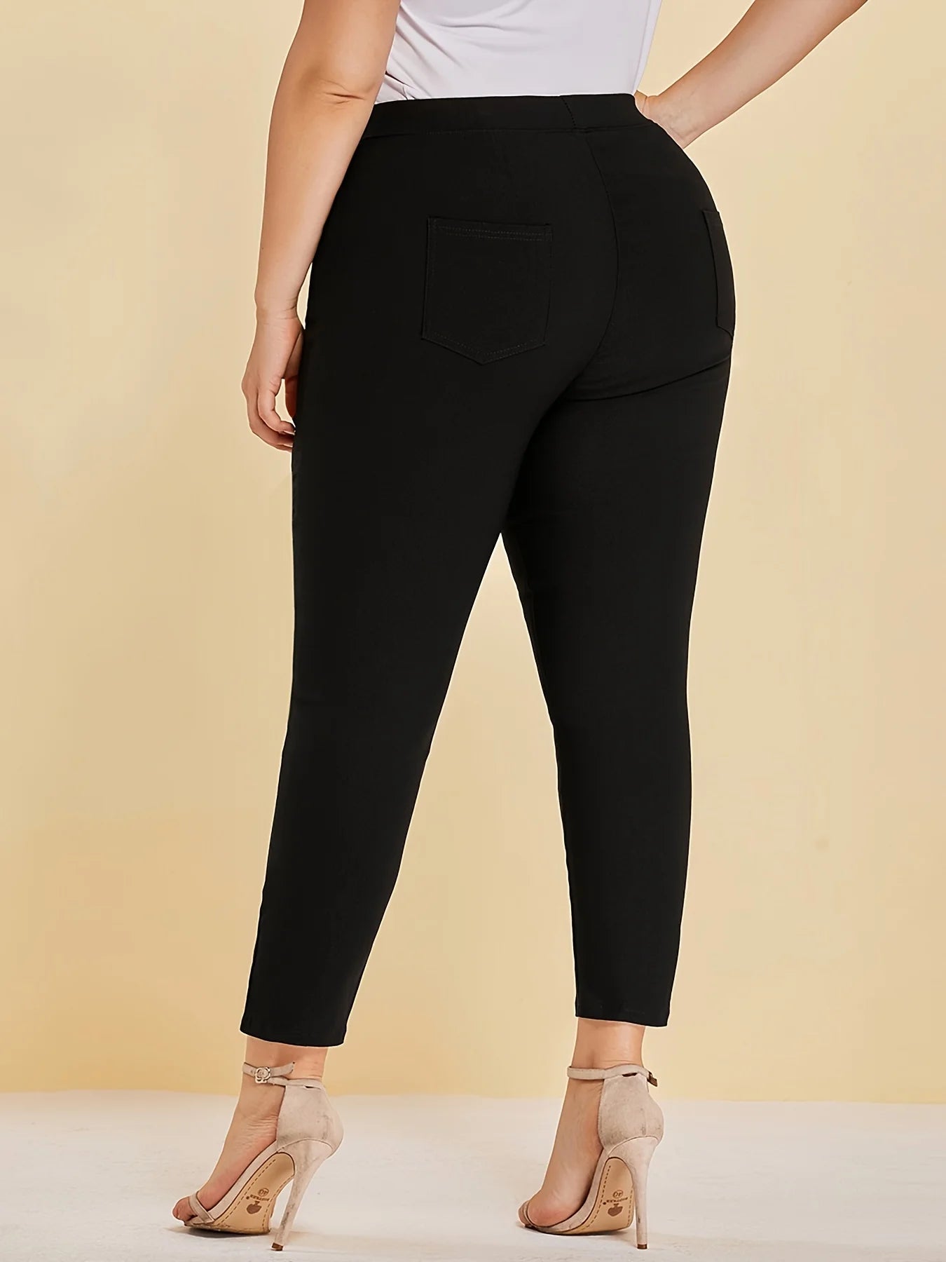 New women plus size extreme waist-hip style high elastic fabric button design yoga class pants nine-quarter pants