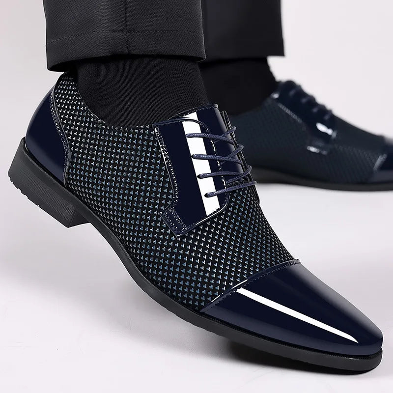 Men Dress Shoes For Men Oxfords PU Leather Shoes Lace Up Formal Black Leather Wedding Party Shoes Casual Luxury Brand Men's 2023